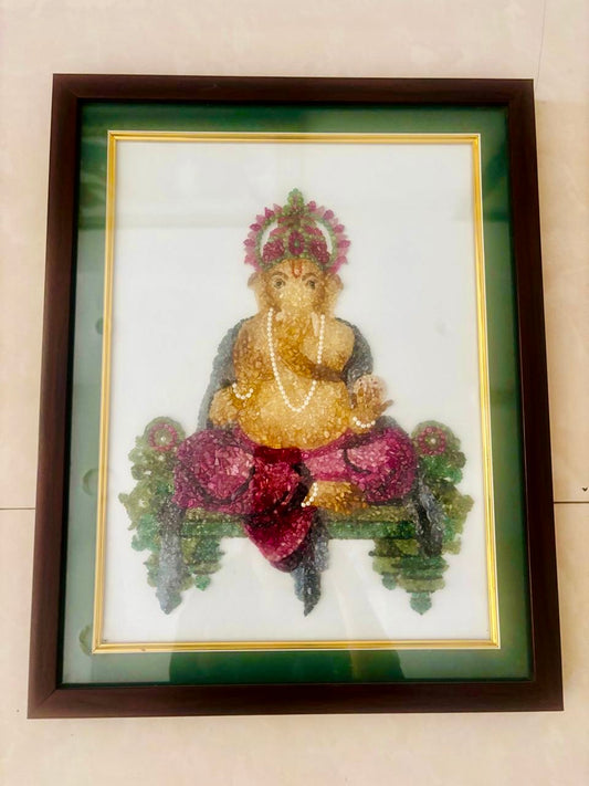Divine Ganesha Gemstone Art