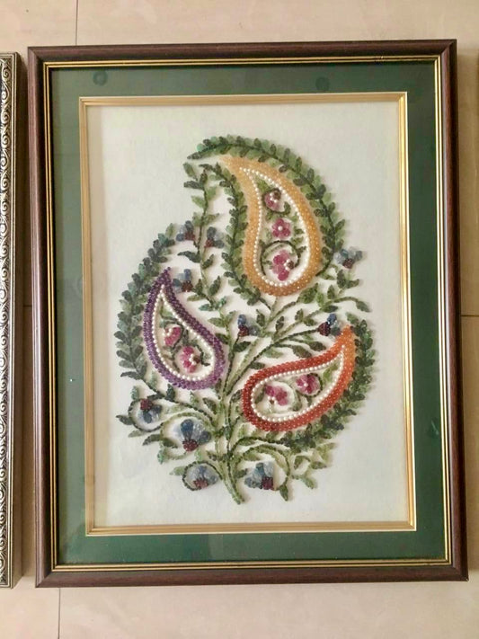 Emerald Paisley Gemstone Art